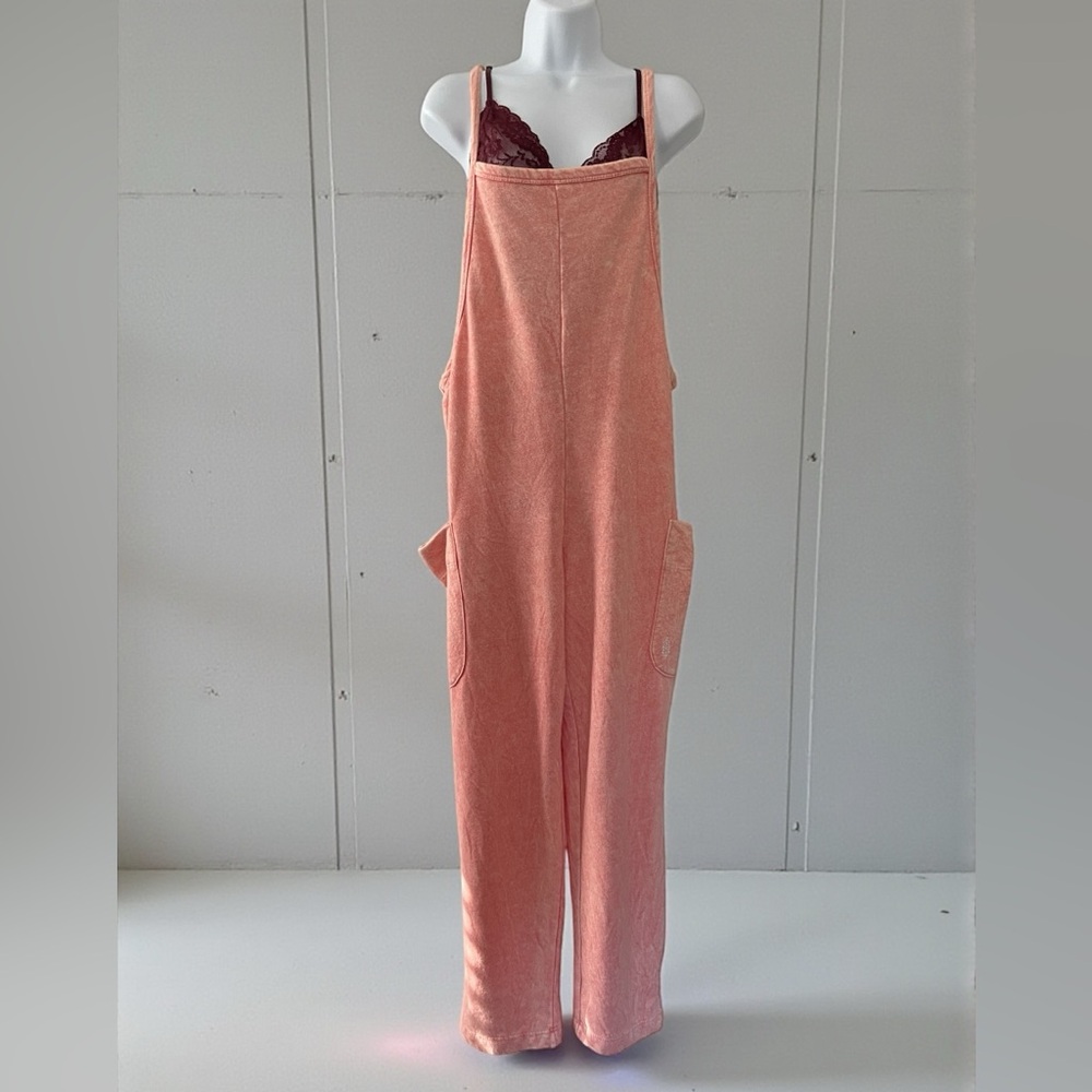 FP Movement by Free People Coral Peach Terry Jumpsuit Overalls